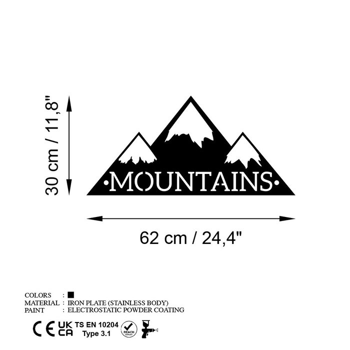Wallity Mountains Escultura de Pared de Metal Negra Wallity Mountains Escultura de Pared de Metal Negra